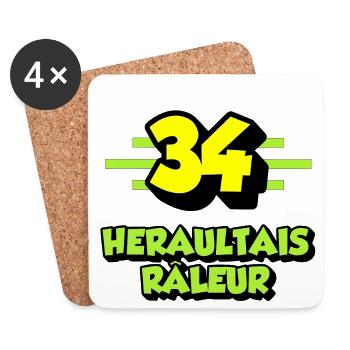 Héraultais râleur - Dessous de verre (lot de 4) - blanc - Devant