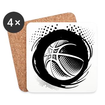 Basketball Ball Drawing - Coasters (set of 4) - white - Front