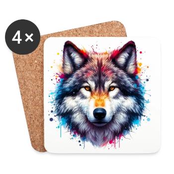 Wolf - Coasters (set of 4) - white - Front