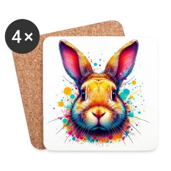 Lapin - Dessous de verre (lot de 4) - blanc - Devant