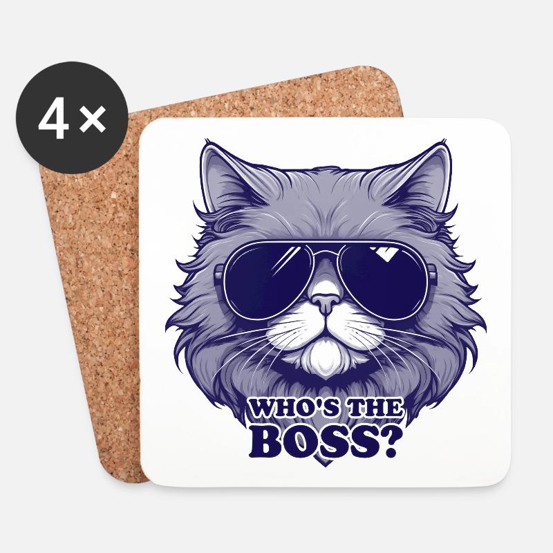 Stilvolle Katze mit Sonnenbrille - Untersetzer (4er-Set) - Weiß