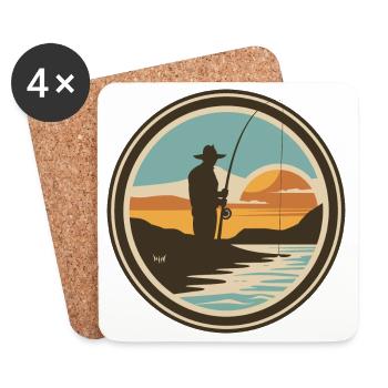 Pêche rétro - Dessous de verre (lot de 4) - blanc - Devant