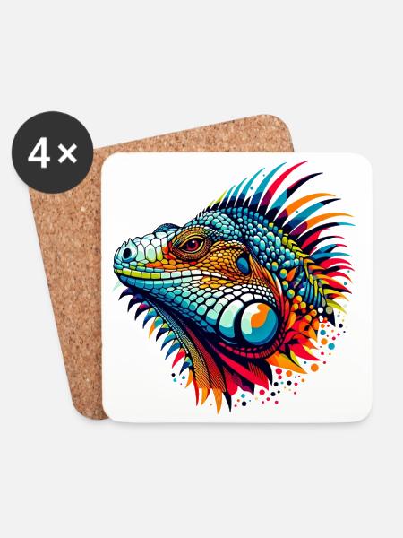 Iguana - Coasters (set of 4) - white