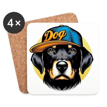 Chien - Dessous de verre (lot de 4) - blanc - Devant