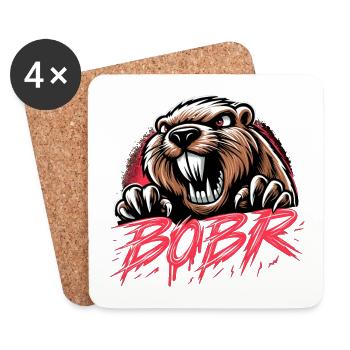 Bobr Beaver Polish Poland Gift - Coasters (set of 4) - white - Front
