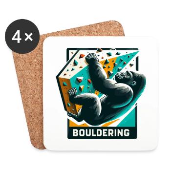 Bouldern Gorilla Geschenk - Untersetzer (4er-Set) - Weiß - Vorne