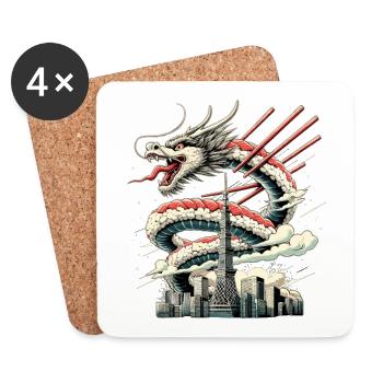 Sushi Dragon Tokyo Gift - Coasters (set of 4) - white - Front