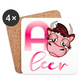 ERSCHÖPFUNG STRESS KUH - Untersetzer (4er-Set) - Weiß - Vorne