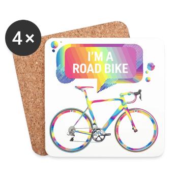 Lebendiges Regenbogen-Rennrad-Design - Untersetzer (4er-Set) - Weiß - Vorne