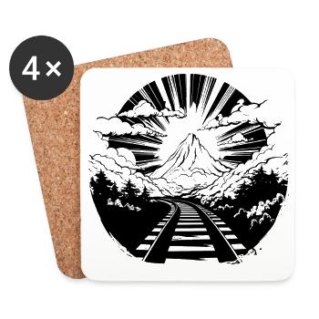 Chemin de fer - Dessous de verre (lot de 4) - blanc - Devant