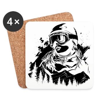 Snowboarderin - Untersetzer (4er-Set) - Weiß - Vorne