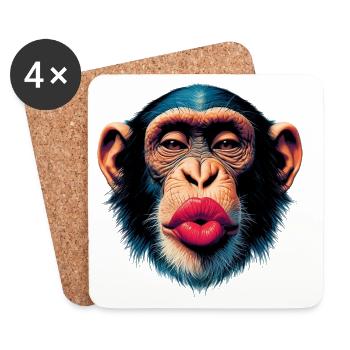 Baiser de singe - Dessous de verre (lot de 4) - blanc - Devant