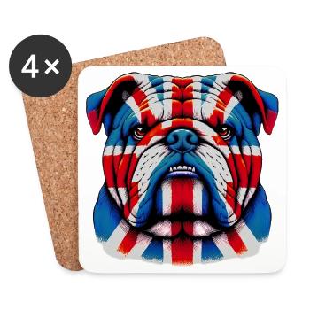 Bouledogue anglais Chien - Dessous de verre (lot de 4) - blanc - Devant