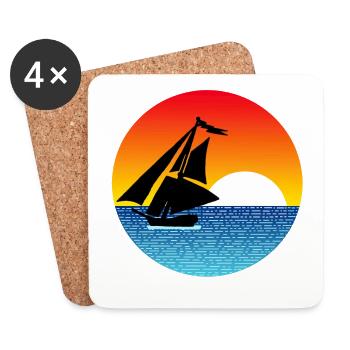 Boat and sunset - Coasters (set of 4) - white - Front