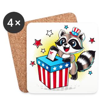 A raccoon casts his vote in the US election - Coasters (set of 4) - white - Front