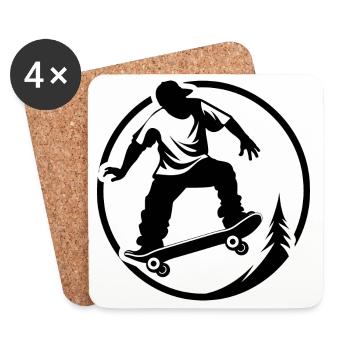 Graphismes de patineur - Dessous de verre (lot de 4) - blanc - Devant