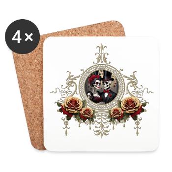 Romantic of a Skull Wedding Couple - Coasters (set of 4) - white - Front