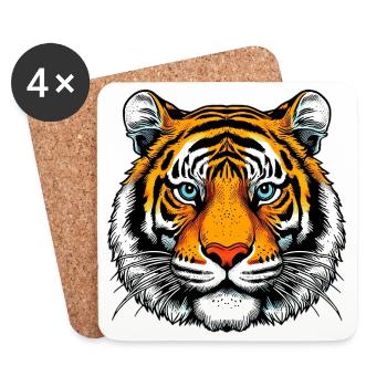 Tigre - Dessous de verre (lot de 4) - blanc - Devant