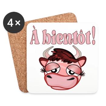 Au Revoir Collègues - À Bientôt Vaches - Dessous de verre (lot de 4) - blanc - Devant