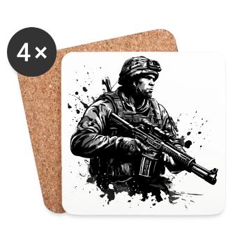 ARMÉE 02 - Dessous de verre (lot de 4) - blanc - Devant