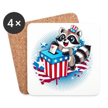 A raccoon casts his vote in the US election - Coasters (set of 4) - white - Front