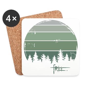 Forêt rétro liberté arbre nature graffiti icône - Dessous de verre (lot de 4) - blanc - Devant