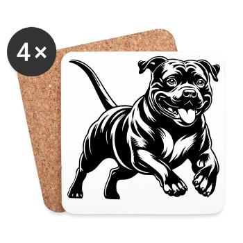 Staffordshire Bull Terrier - Coasters (set of 4) - white - Front