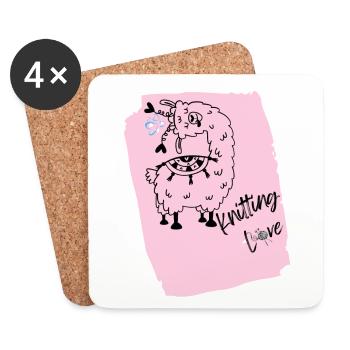 Lama Strickliebe auf Pink - Untersetzer (4er-Set) - Weiß - Vorne