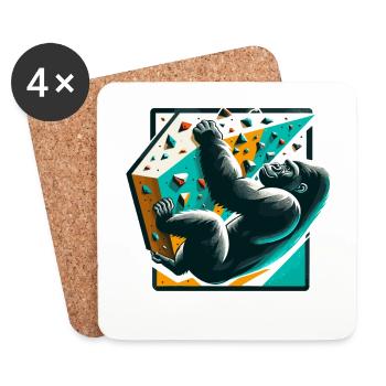 Cadeau de gorille d’escalade de bloc - Dessous de verre (lot de 4) - blanc - Devant