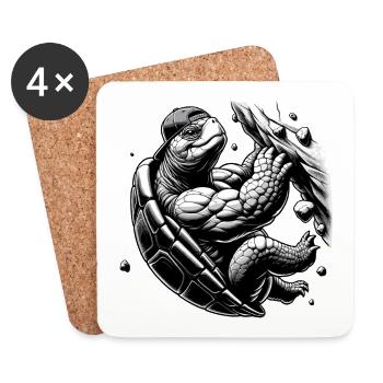 Bouldering Turtle Climbing Gift - Coasters (set of 4) - white - Front