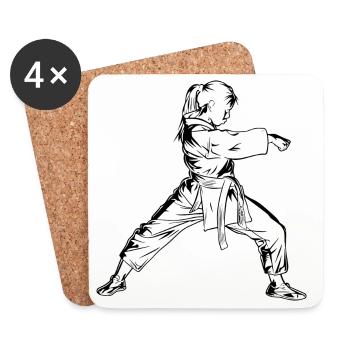 Karate Mädchen - Untersetzer (4er-Set) - Weiß - Vorne