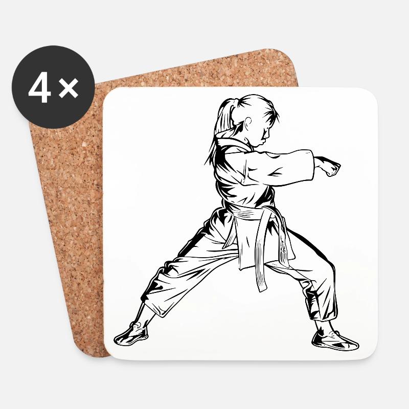 Karate Mädchen - Untersetzer (4er-Set) - Weiß
