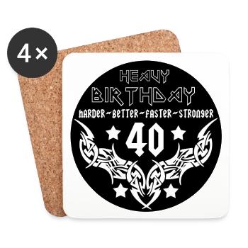 40.Geburtstag , 40 Jahre Heavy Birthday 40 (25) - Untersetzer (4er-Set) - Weiß - Vorne