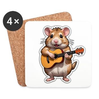Hamster spielt Gitarre - Untersetzer (4er-Set) - Weiß - Vorne