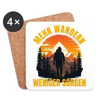 Mehr wandern - Weniger Sorgen - Untersetzer (4er-Set) - Weiß - Vorne