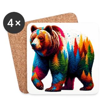 Bär - Untersetzer (4er-Set) - Weiß - Vorne