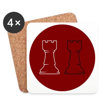 Échecs 2 Tours - Dessous de verre (lot de 4) - blanc - Devant