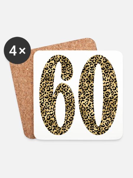 60. Geburtstag - Zahl 60 Leopardenmuster - Untersetzer (4er-Set) - Weiß