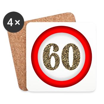 60e anniversaire - NUMÉRO 60 ATTENTION - Dessous de verre (lot de 4) - blanc - Devant