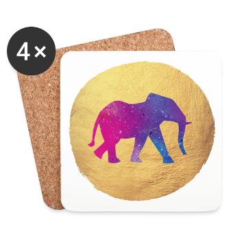 Yoga Yogi Holi Inde Cercle d’Or Eléphant méditer - Dessous de verre (lot de 4) - blanc - Devant