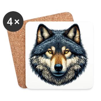 Loup - Dessous de verre (lot de 4) - blanc - Devant