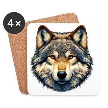 Wolf - Coasters (set of 4) - white - Front