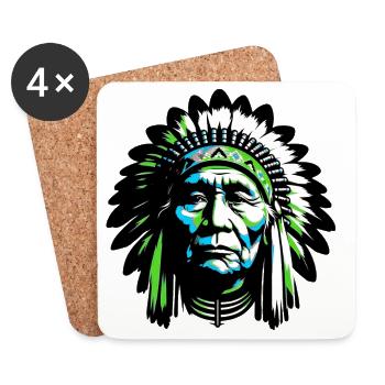Amérindien Américain - Dessous de verre (lot de 4) - blanc - Devant