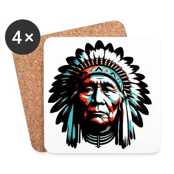 Amérindien Américain - Dessous de verre (lot de 4) - blanc - Devant