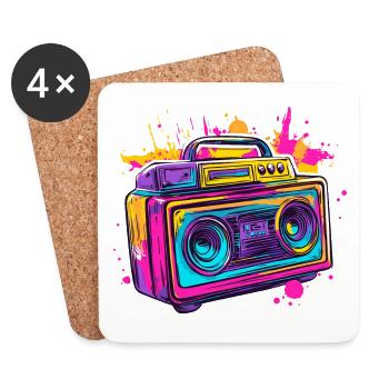 90s Boom Box Musikbox Retro vintage 80s - Untersetzer (4er-Set) - Weiß - Vorne