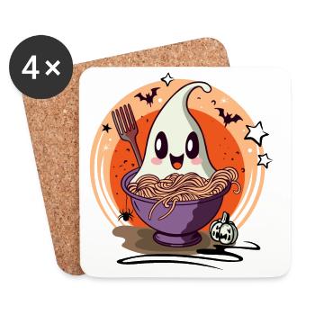 Ramen Geist - Kawaii Halloween Food Design - Untersetzer (4er-Set) - Weiß - Vorne