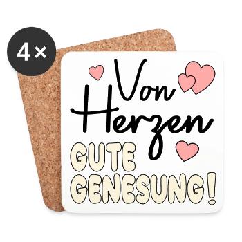 Genesungswünsche HERZ - Untersetzer (4er-Set) - Weiß - Vorne