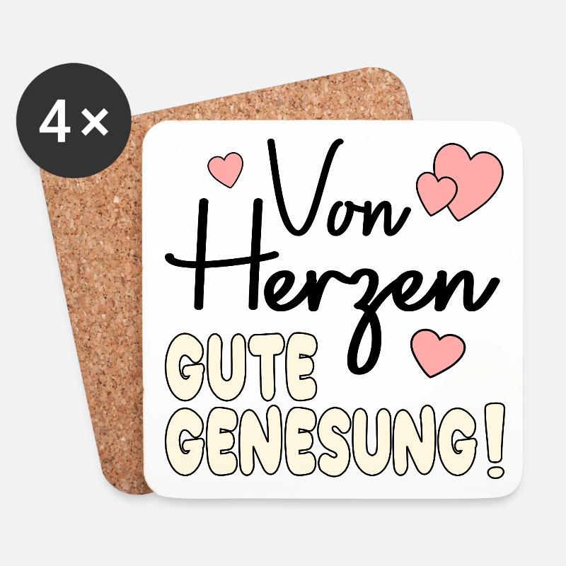 Genesungswünsche HERZ - Untersetzer (4er-Set) - Weiß