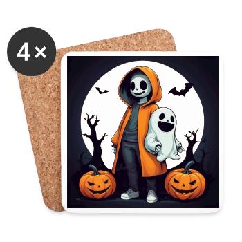 Fantômes d’Halloween - Dessous de verre (lot de 4) - blanc - Devant