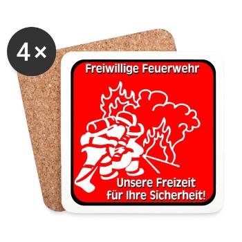 Pompiers volontaires , Chemise , Sécurité (25) - Dessous de verre (lot de 4) - blanc - Devant